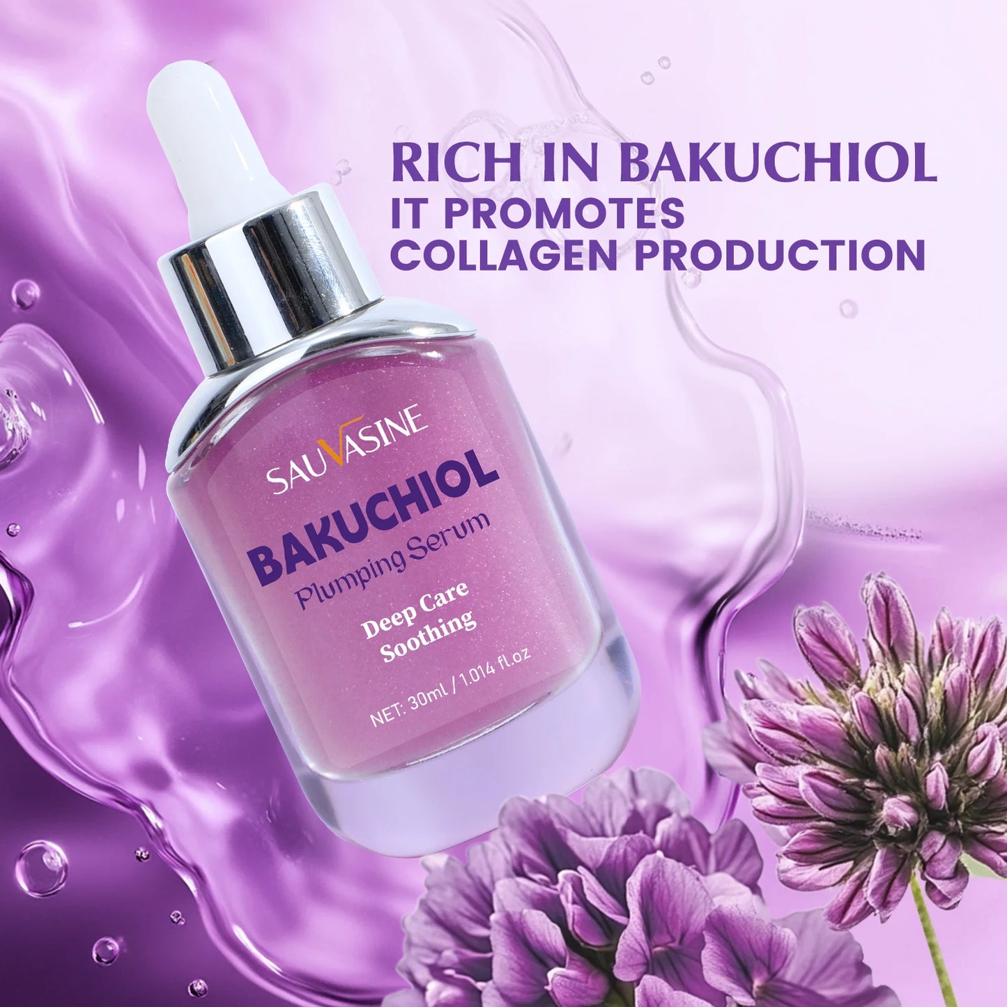 30ml Bakuchiol Plumping Serum Skin Moisturizing & Soothing Essence for Women Smoothing Fine Lines Enhances Firmness & Elasticity