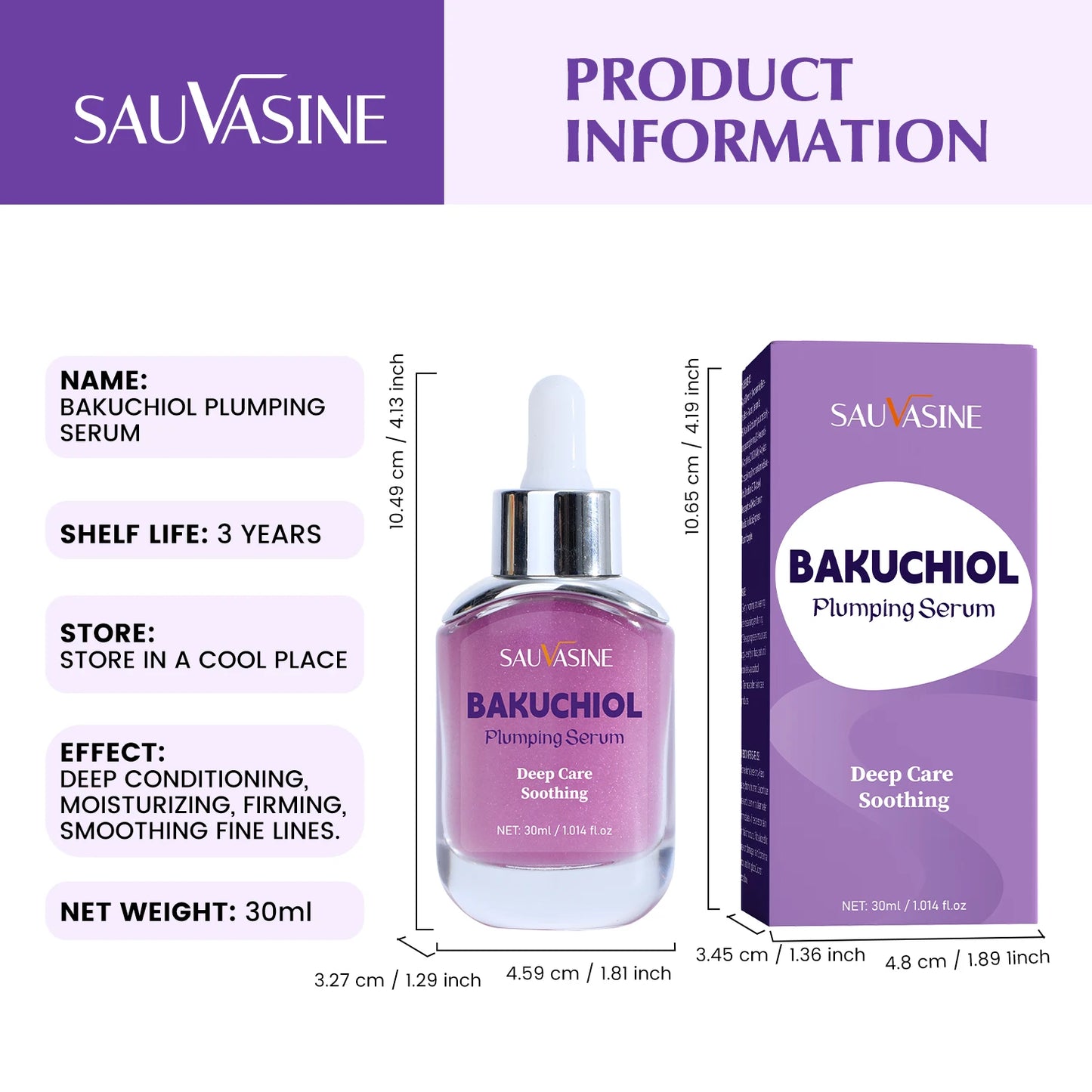 30ml Bakuchiol Plumping Serum Skin Moisturizing & Soothing Essence for Women Smoothing Fine Lines Enhances Firmness & Elasticity